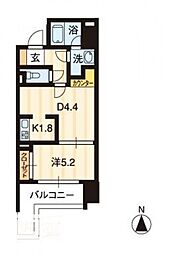 リアライズ瓦町 1DKの間取図画像