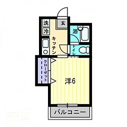 ラ・フルール1 1Kの間取図画像