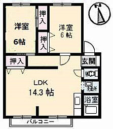 サンビレッジ高松K 2LDKの間取図画像
