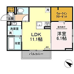 ユニヴェール2B 1LDKの間取図画像