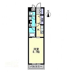 ストーリア中央町 1Kの間取図画像