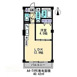 プランドールES 1LDKの間取図画像
