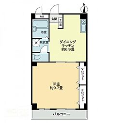 フィネス秋桜 1DKの間取図画像