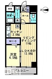 アルファレガロ中央町 1LDKの間取図画像