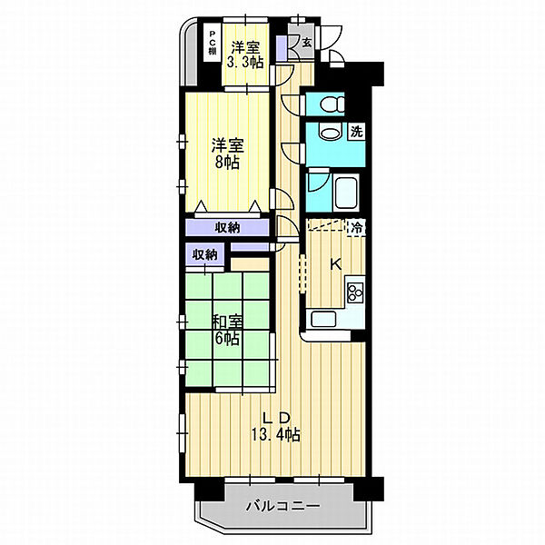 ヴィラコートＳＥＩ 301｜高知県高知市一宮西町3丁目(賃貸マンション3LDK・3階・78.72㎡)の写真 その2