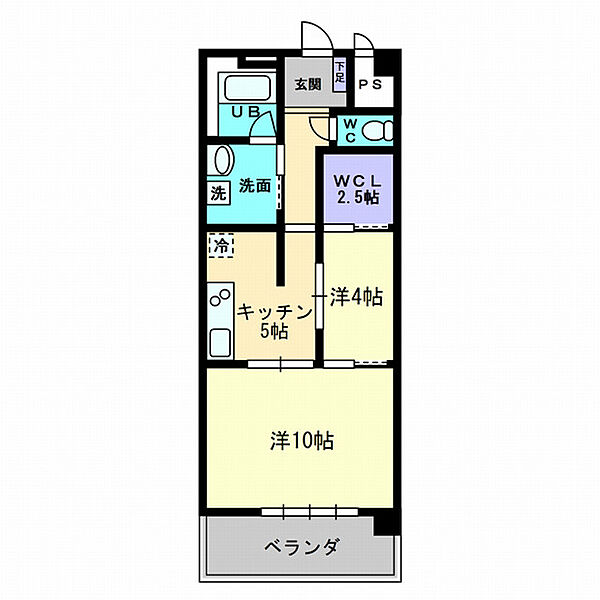 ドリームハウスしののめ 411｜高知県高知市東雲町(賃貸マンション2K・4階・47.77㎡)の写真 その2