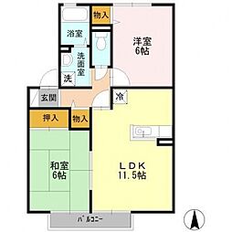 シャンポール2 2LDKの間取図画像
