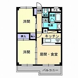 パールグランデ 2LDKの間取図画像