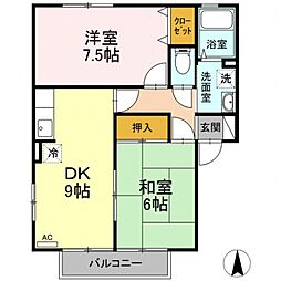 エピナールB 2DKの間取図画像