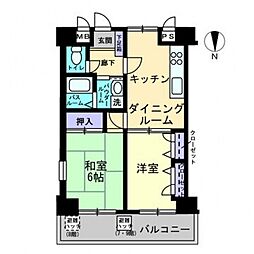 アルファガーデン本町 2DKの間取図画像