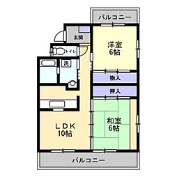 サイプレス-J 2LDKの間取図画像