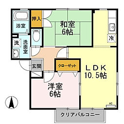 ハイツセリュー1 2LDKの間取図画像