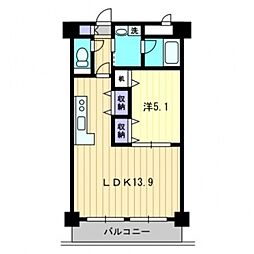 シャルマン 1LDKの間取図画像