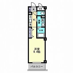 SevenSeas城見 1Kの間取図画像