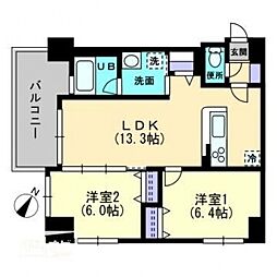 COCO川西町 2LDKの間取図画像