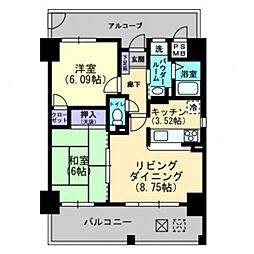 アルファステイツ入船町 4階2LDKの間取り