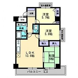 西町ロイヤルスクエア 3LDKの間取図画像