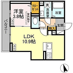 D-residence曙町1丁目 2階1LDKの間取り