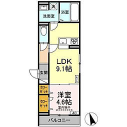 D-residence曙町1丁目 3階1LDKの間取り
