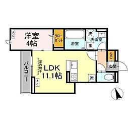 フレッチェ・ボスコVIII 1階1LDKの間取り