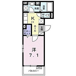 リオン　Ａ 2階1Kの間取り