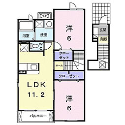 ヴェル　ドミール 2階2LDKの間取り