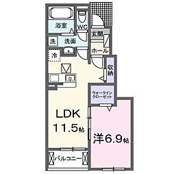 アストピア千田 1階1LDKの間取り
