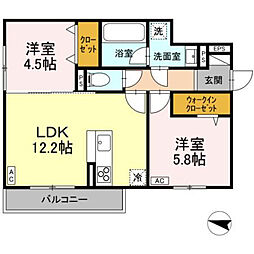 ベルヴィオラ西深津 2LDKの間取図画像