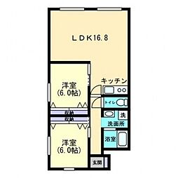 ハイツ御門館 2LDKの間取図画像