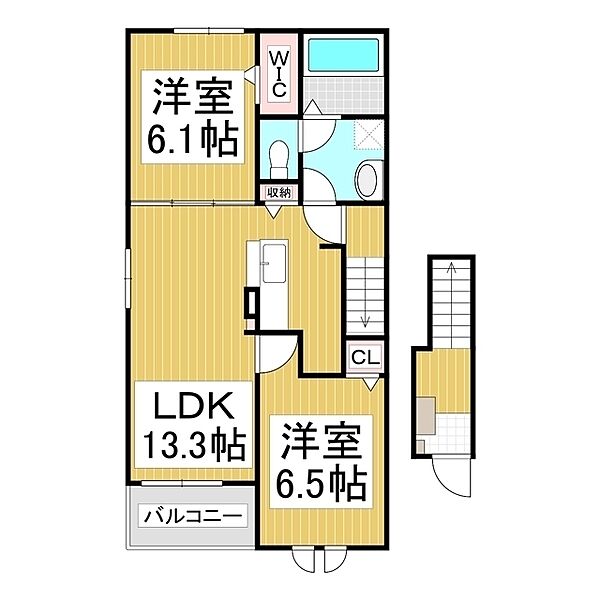 長野県上伊那郡箕輪町大字中箕輪(賃貸アパート2LDK・2階・59.58㎡)の写真 その2