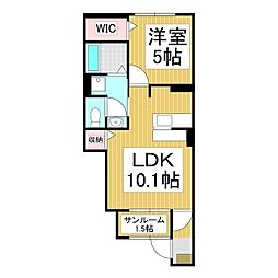 JR飯田線 伊那市駅 徒歩18分の賃貸アパート 1階1LDKの間取り