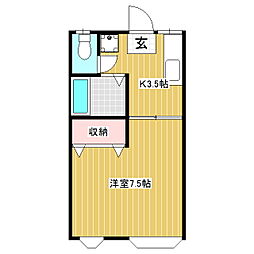 メゾンサカイ 2階1Kの間取り