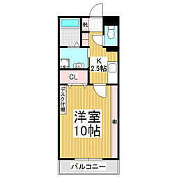 プリヴェールヤマギシ3 1Kの間取図画像