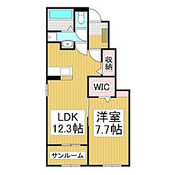 カーサ ラルゴ 1LDKの間取図画像