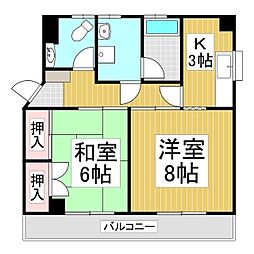 ハイツミヤザワ 2Kの間取図画像