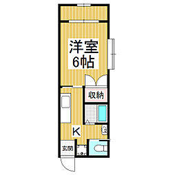 長田西ハイツ 1Kの間取図画像