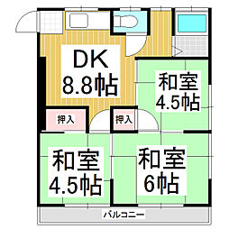 メゾンドゥこづち 3DKの間取図画像