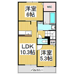 ル・プランタン2 2LDKの間取図画像