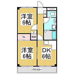 ハイツカテリーナ 2DKの間取図画像