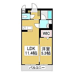 コンフォーティア伊那中央B 1LDKの間取図画像