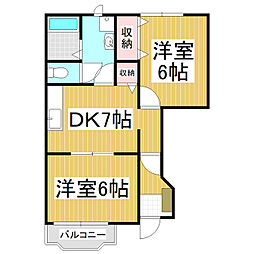 グランパルク 2DKの間取図画像