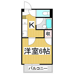 サープラスワンスズキ恵比寿 1Kの間取図画像
