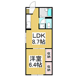 フレグランス上の原1番館 1LDKの間取図画像