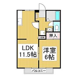 コーポグリーンビレッジ 1LDKの間取図画像