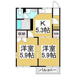 フレグランスライフ 2Kの間取図画像