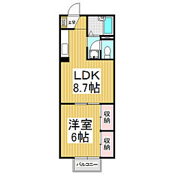 フレグランス上の原1番館 1LDKの間取図画像
