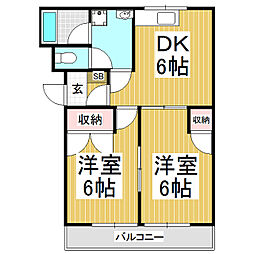 グランリジェールA 2DKの間取図画像