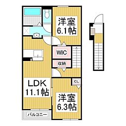 ルレ B 2LDKの間取図画像