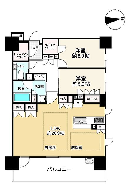 2LDK 間取り