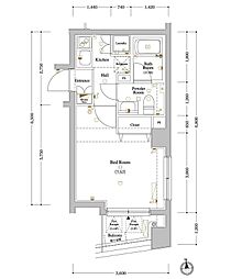 AXAS高円寺 2階1Kの間取り